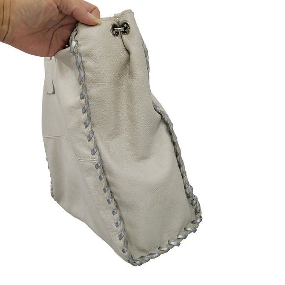 Laura Di Maggio Leather Convertible Tote Crossbody Off White Bone XL Tassel - Picture 11 of 17